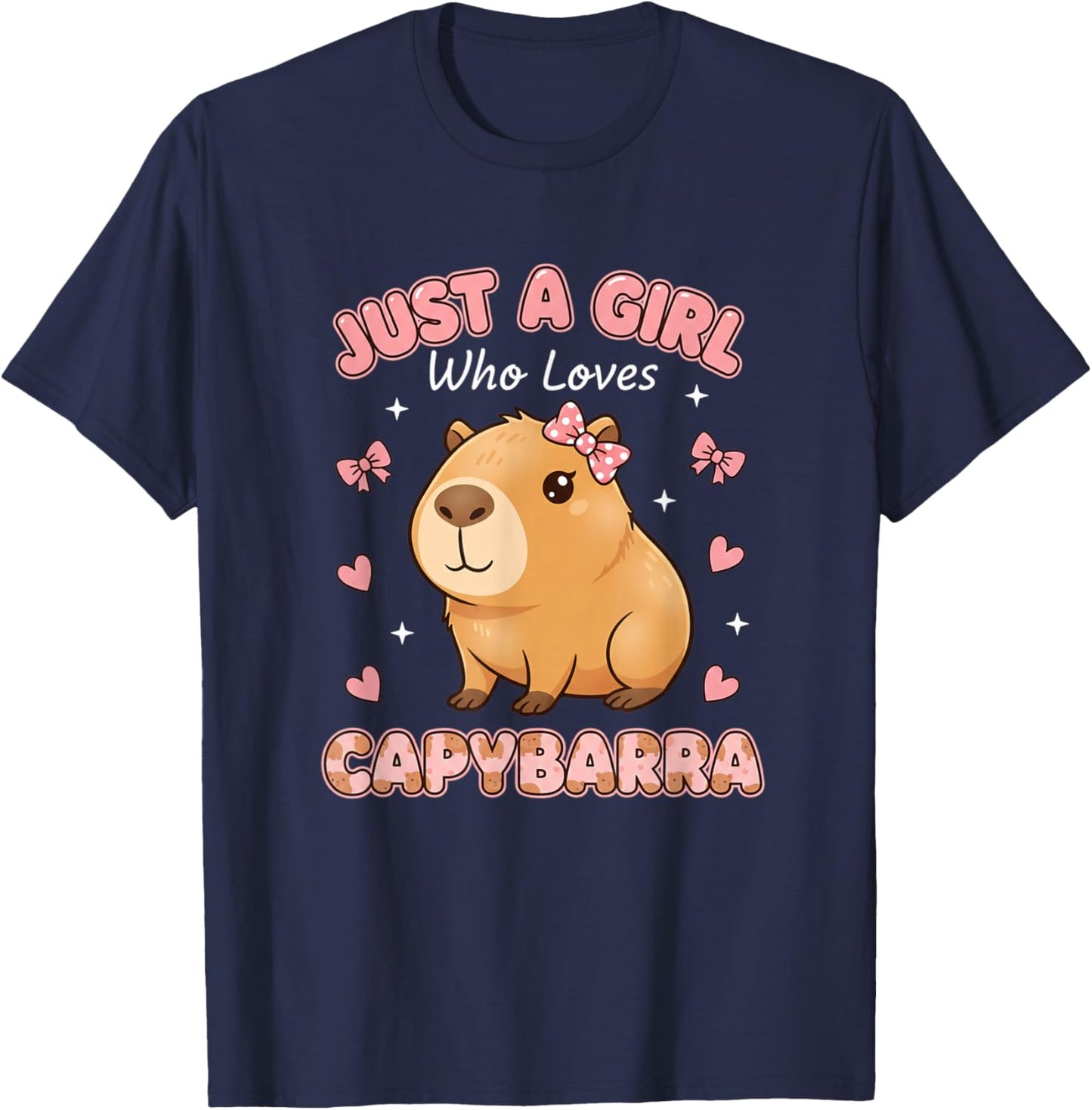 Just A Girl Who Loves Capybarra Kids Cute Capybara Cartoon T-Shirt - T-Shirt | Navy