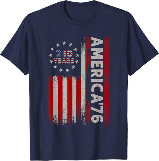 American 250 Years 1776 2026 250th Anniversary US Flag T-Shirt - T-Shirt | Navy