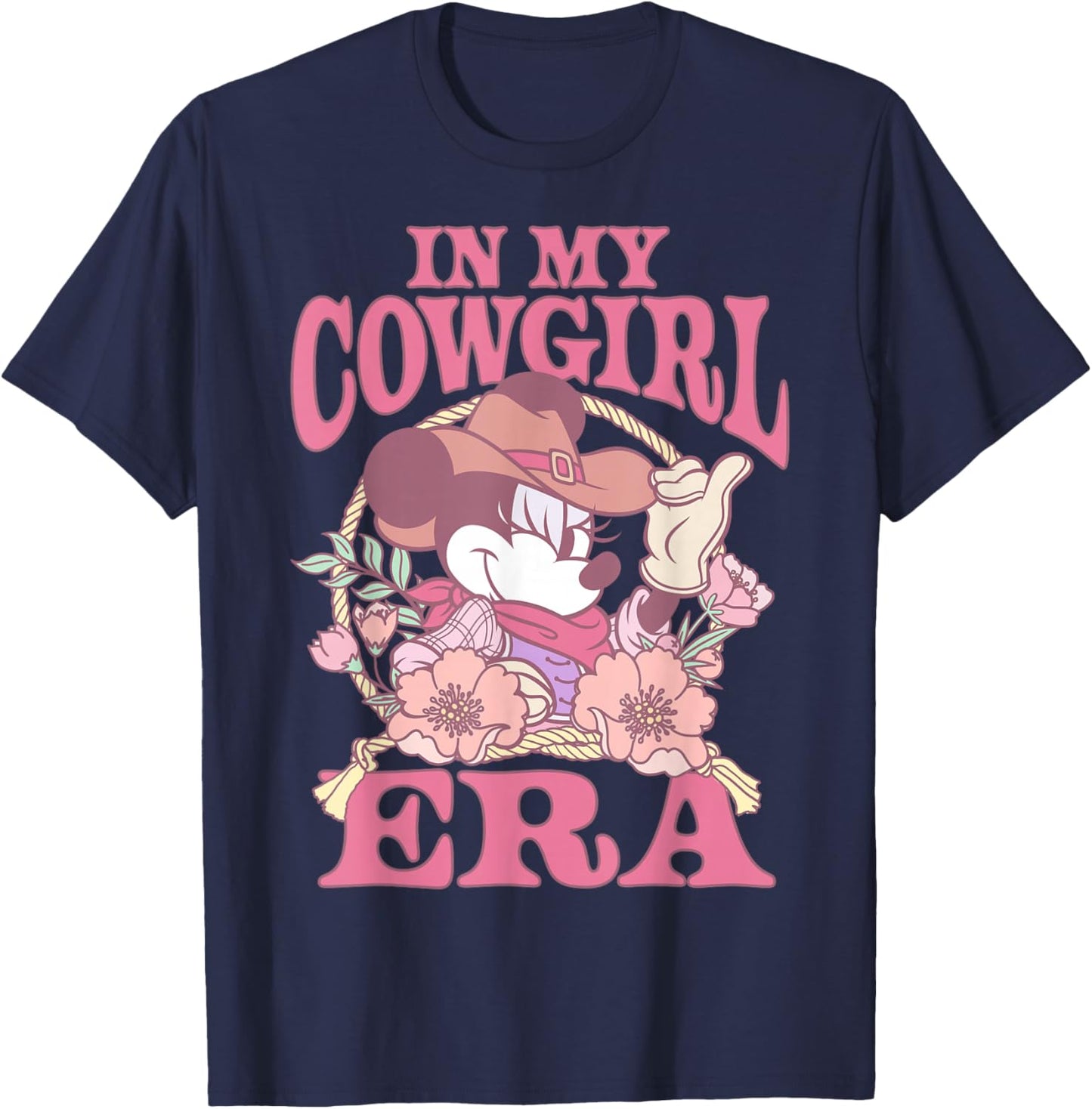 Disney Minnie Mouse in My Cowgirl Era Flower Frame T-Shirt - T-Shirt | Navy