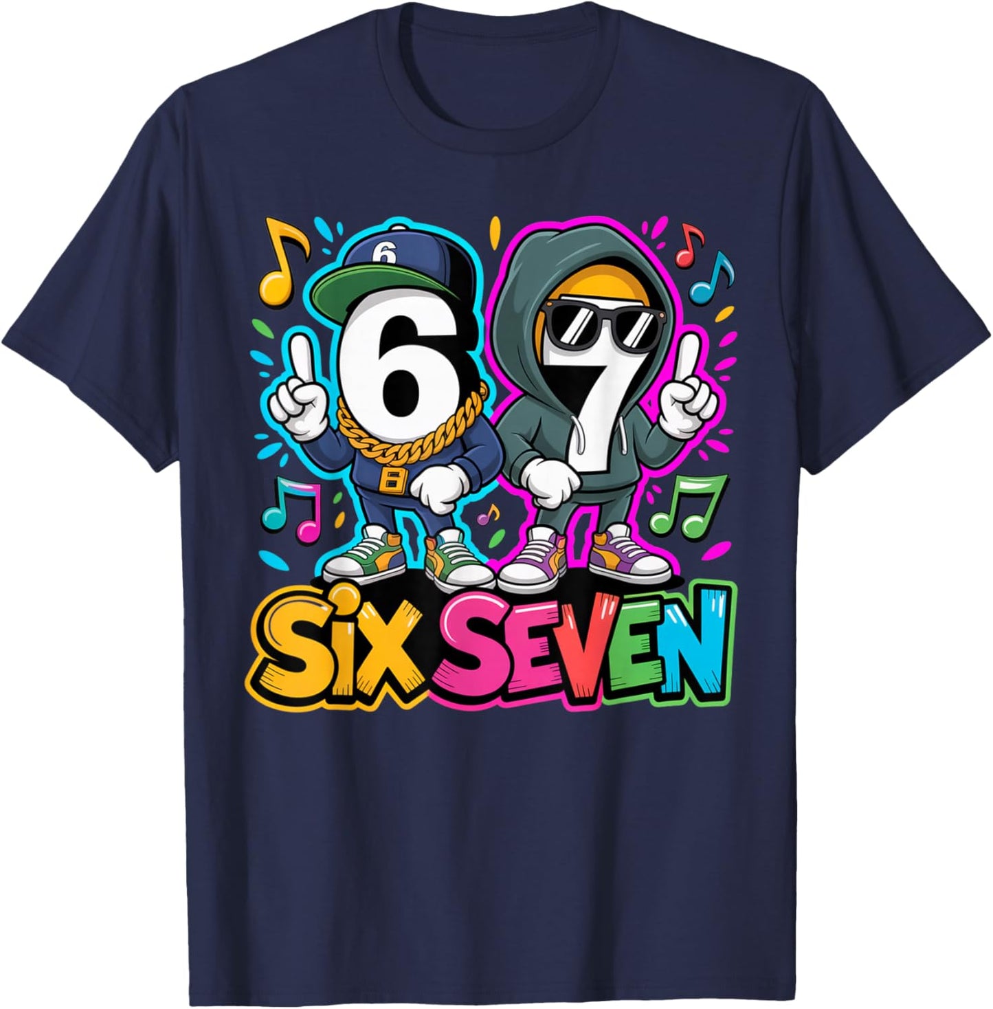 67 Six Seven 6-7 - Funny Italian Brainrot Gaming Street Meme T-Shirt - T-Shirt | Navy