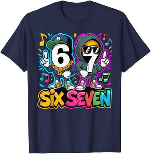 67 Six Seven 6-7 - Funny Italian Brainrot Gaming Street Meme T-Shirt - T-Shirt | Navy