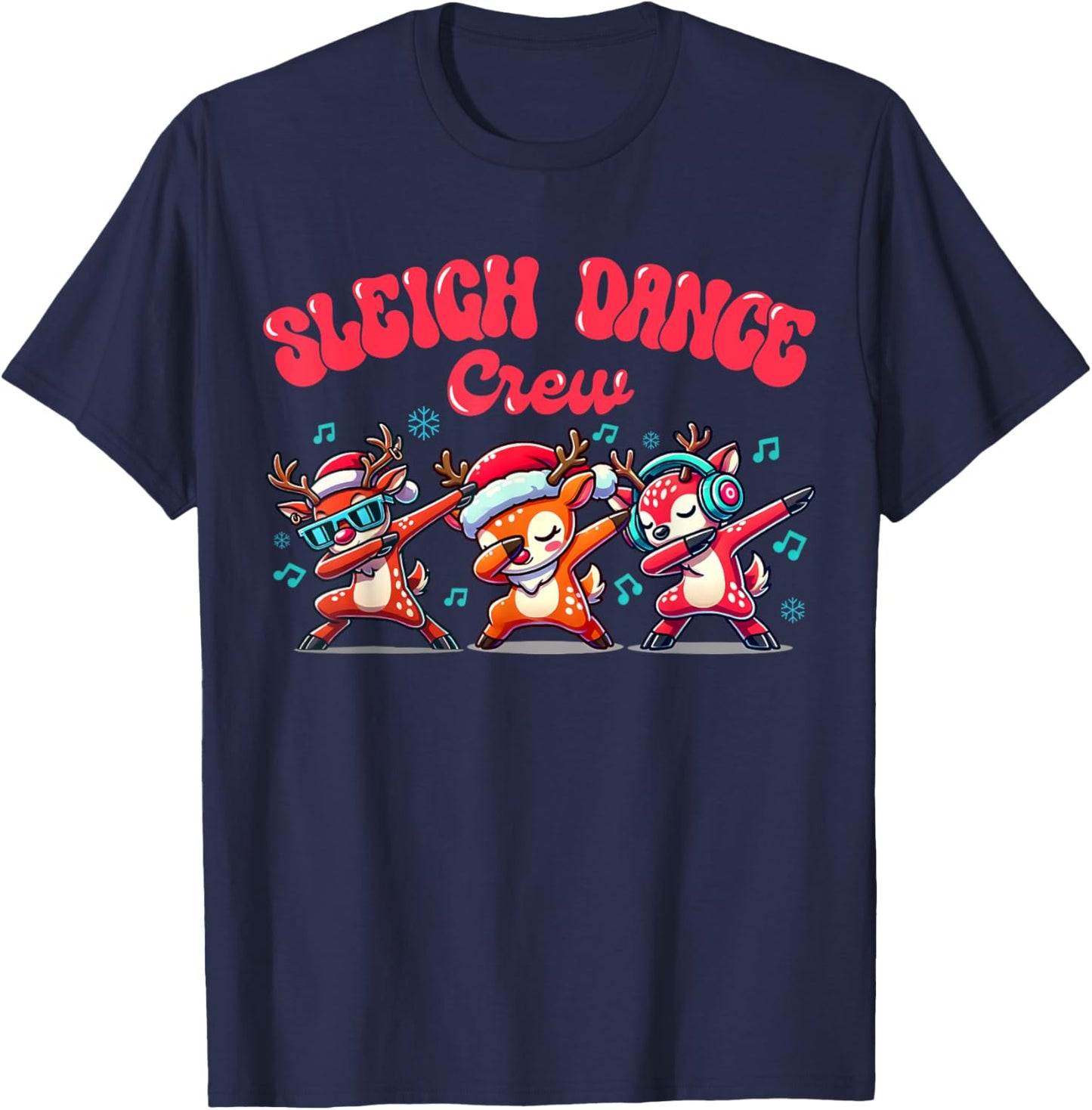 Christmas Sleigh Dance Crew Boy Hip Hop Reindeer Dabbing T-Shirt - T-Shirt | Navy