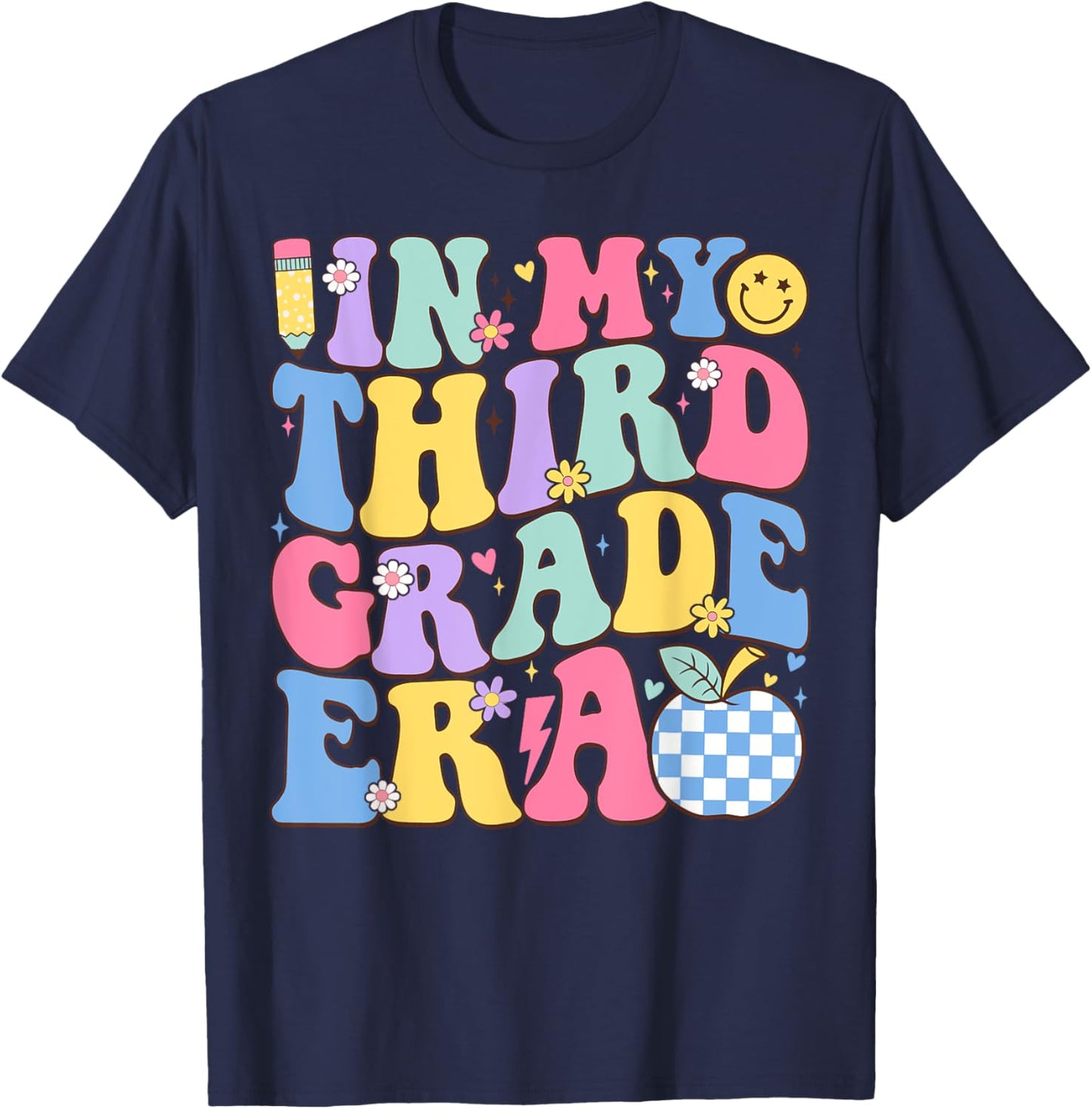 In My Third Grade Era Groovy Back To School Teachers Kids T-Shirt - T-Shirt | Navy
