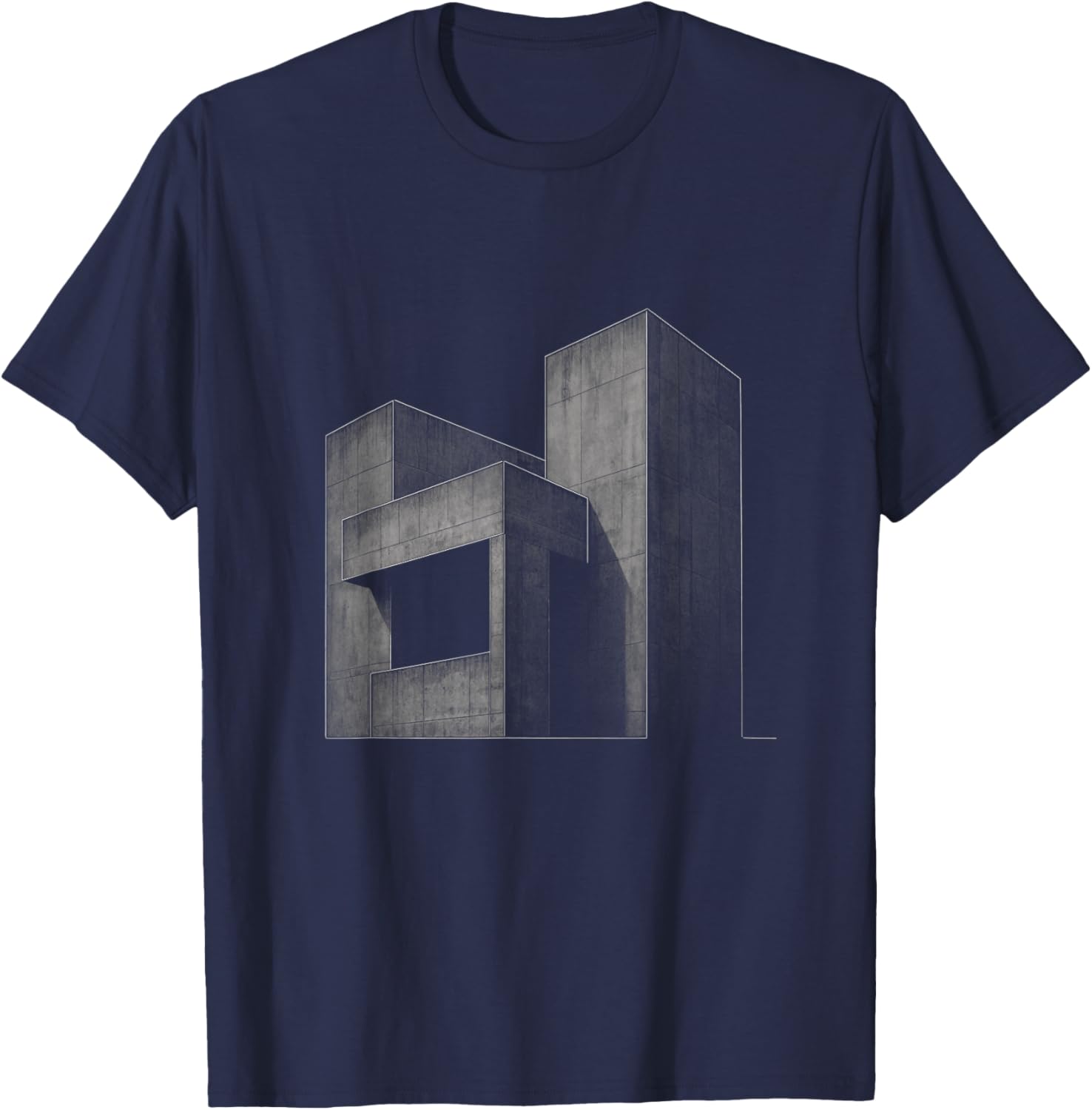 Brutalist Architecture (Graphics, Streetwear Urban Minimal) T-Shirt - T-Shirt | Navy