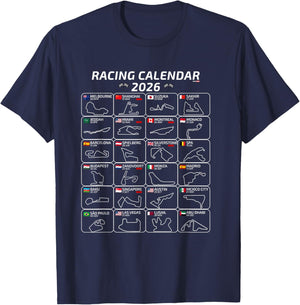 Racing Calendar 2026 All 24 Races and Tracks of the Season T-Shirt - T-Shirt | Navy