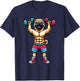Dog Pug Powerlifting Weightlifting Gym Workout T-Shirt - T-Shirt | Navy