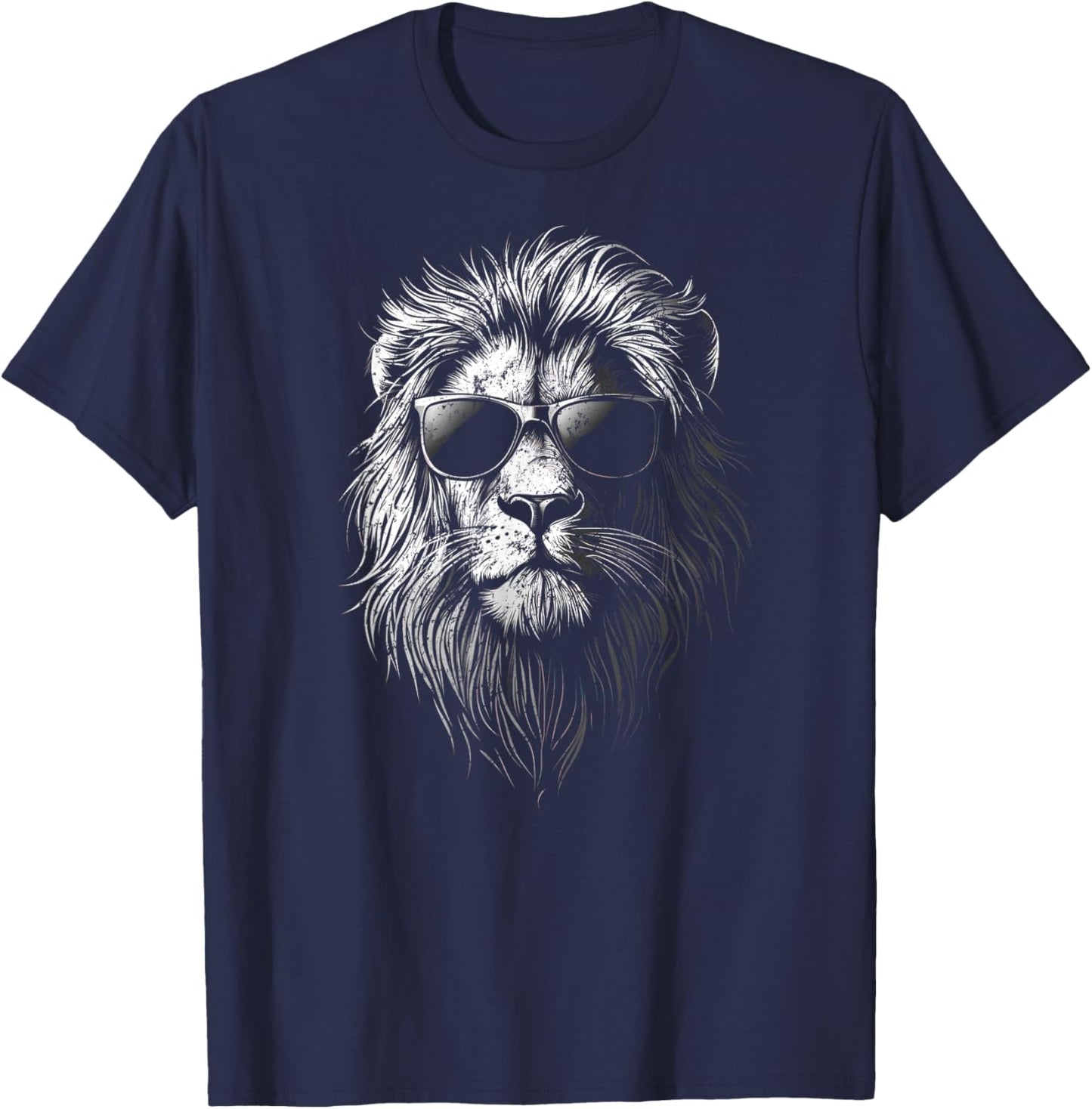 Lion Wearing Sunglasses – Fun for All Ages T-Shirt - T-Shirt | Navy