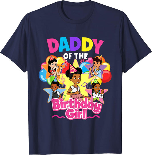 Daddy of Birthday Girl Gracie Pink Doll Family Decorations T-Shirt - T-Shirt | Navy