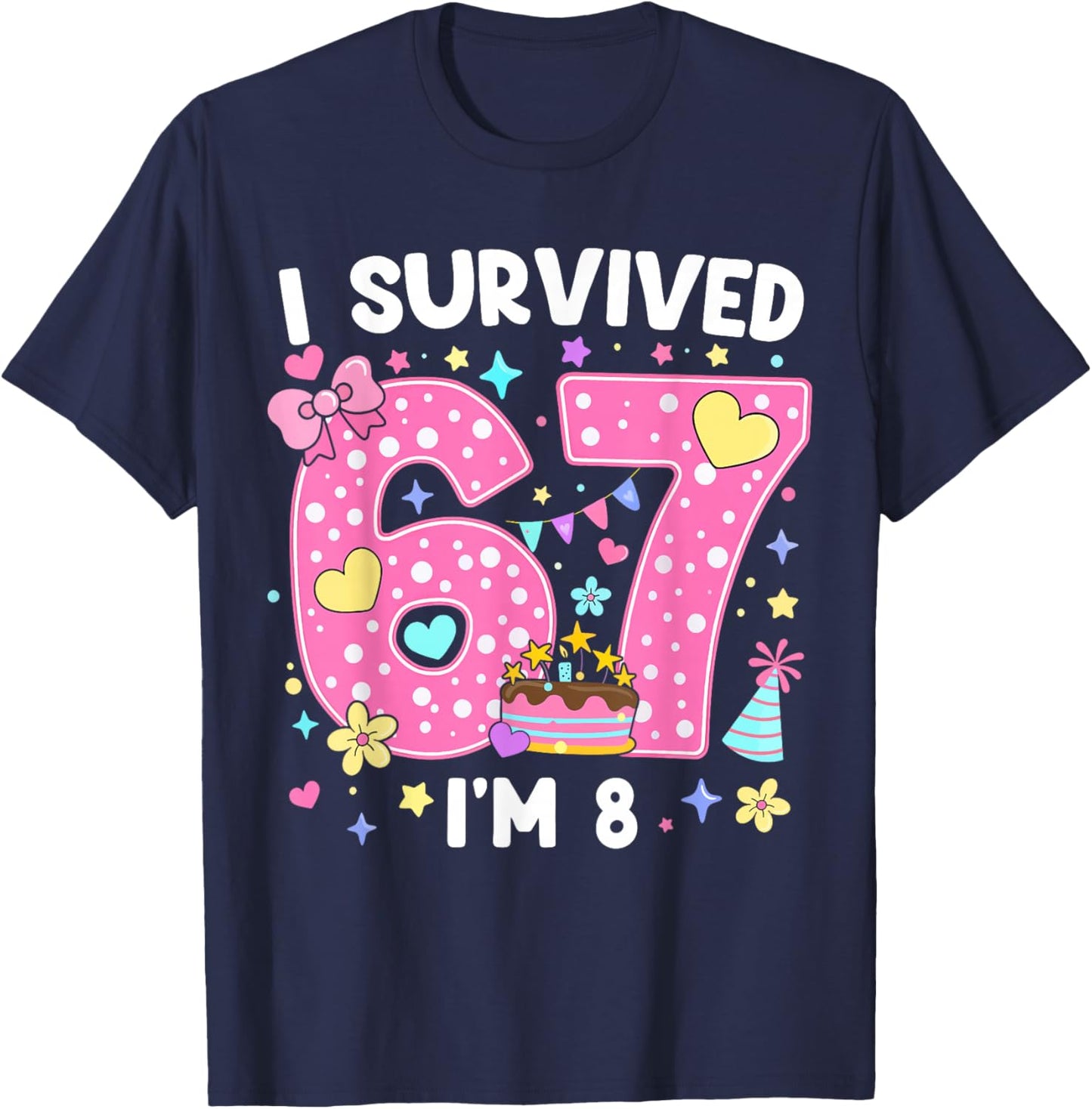 8 Year Old Girl Birthday Outfit Girls Funny 8th Birthday T-Shirt - T-Shirt | Navy