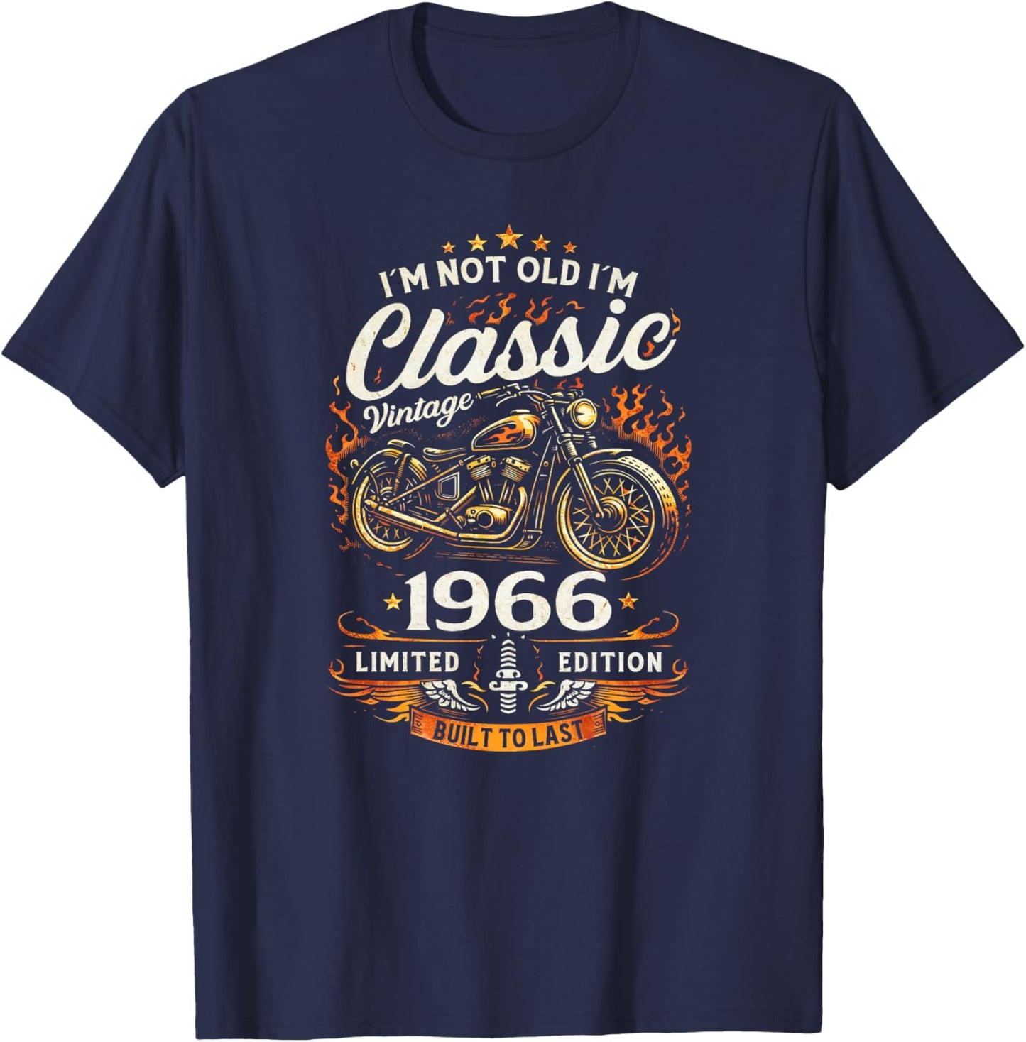 60 Ans Anniversaire Homme Moto Motard Biker 1966 Haut de Gamme T-Shirt - T-Shirt | Navy