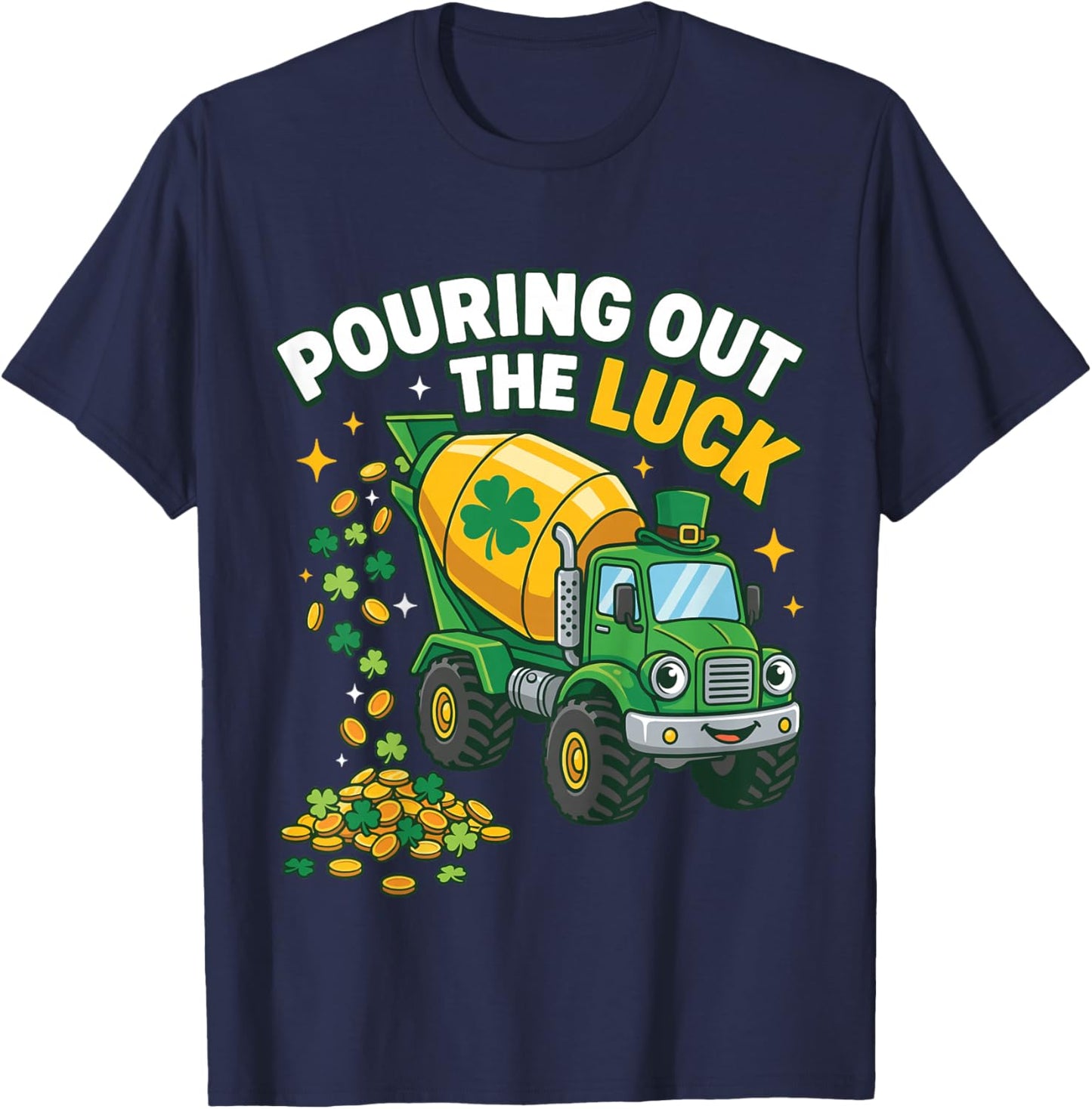 Boys St Patricks Day Truck Shamrock Lucky Mixer T-Shirt - T-Shirt | Navy