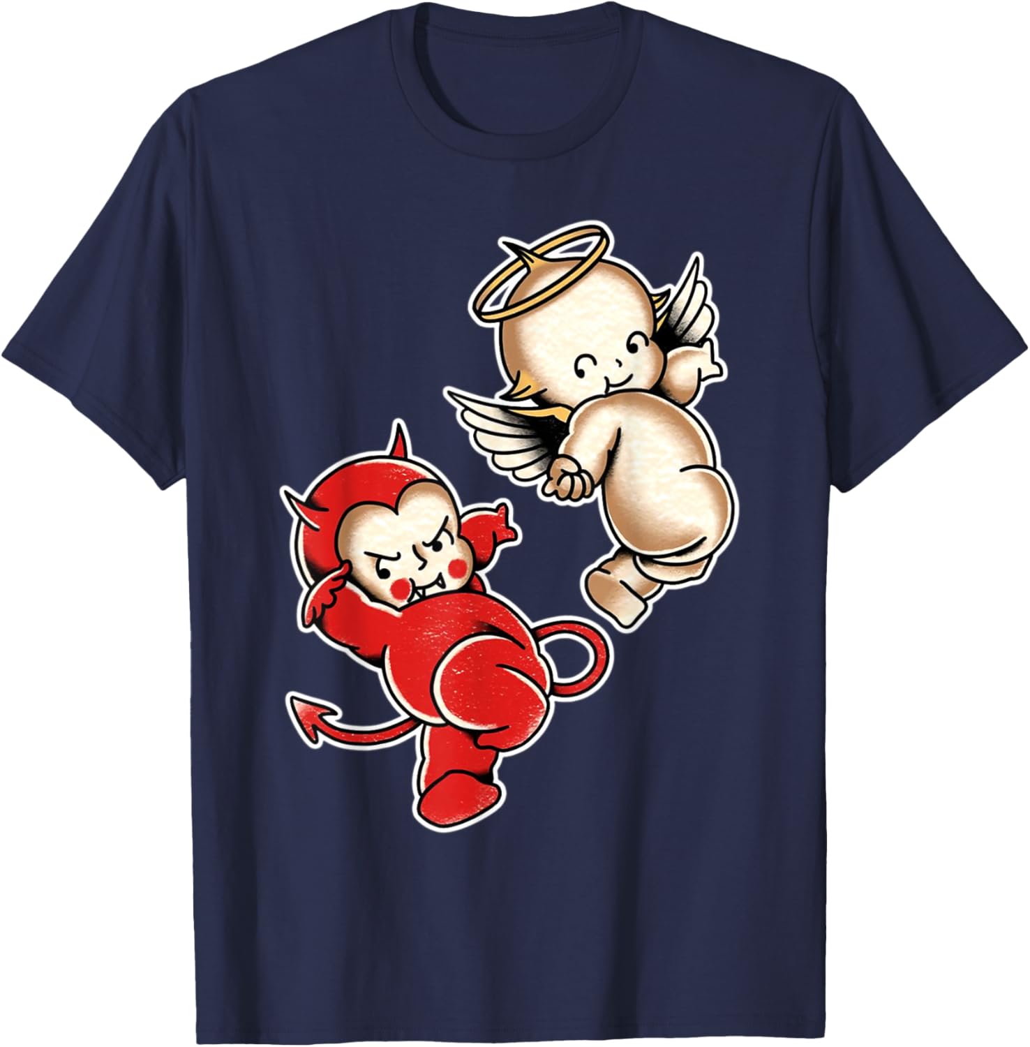 Kewpie Baby Devil Angel Cherubs T-Shirt - T-Shirt | Navy