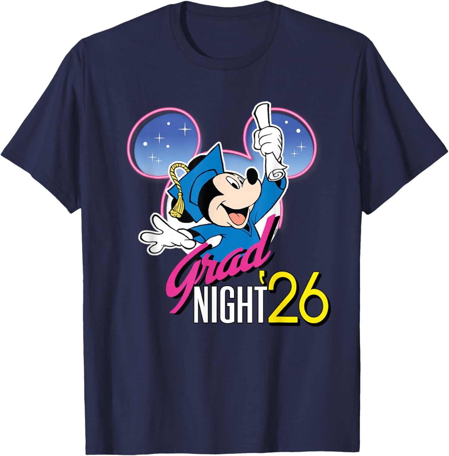 Disney Mickey Mouse Grad Night '26 Class of 2026 Graduation T-Shirt - T-Shirt | Navy