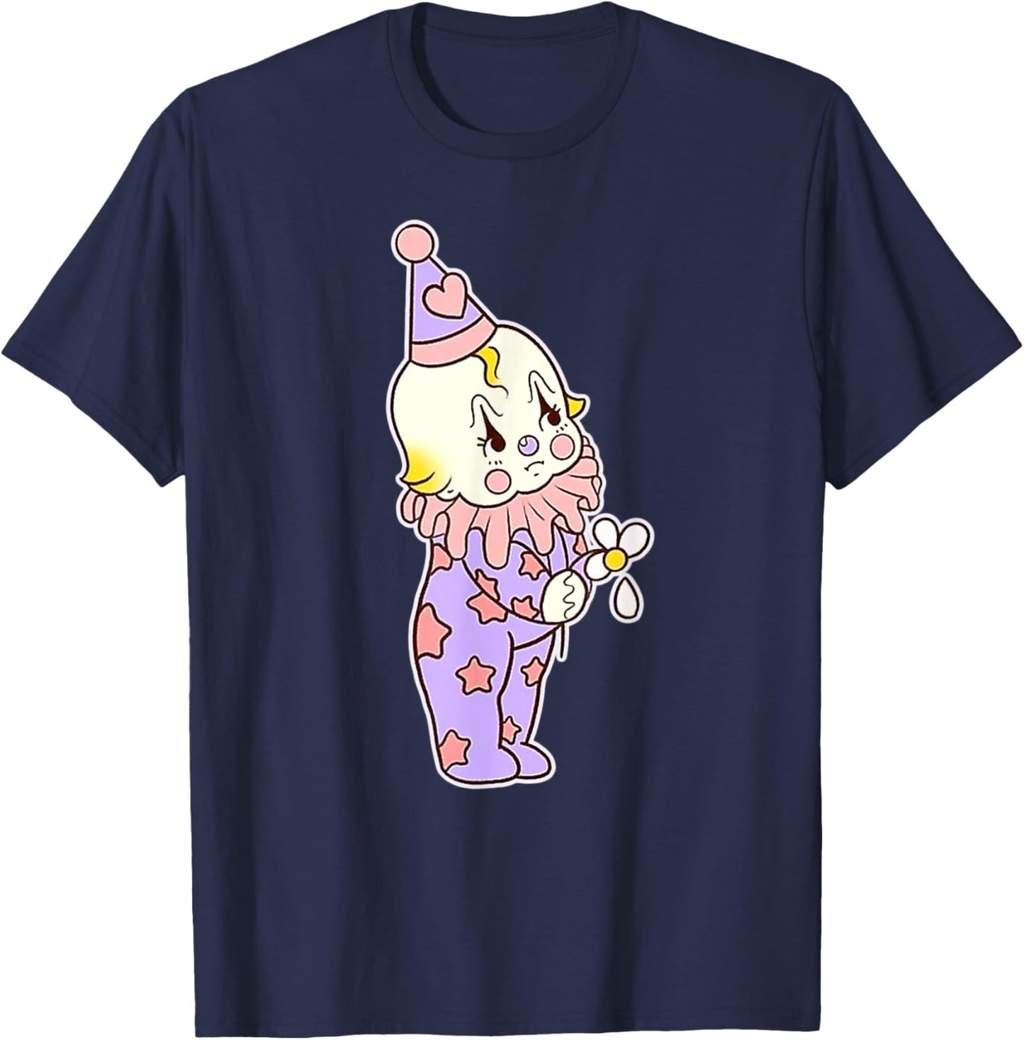 Kewpie Baby Sad Circus Clown Flower Tattoo Flash T-Shirt - T-Shirt | Navy
