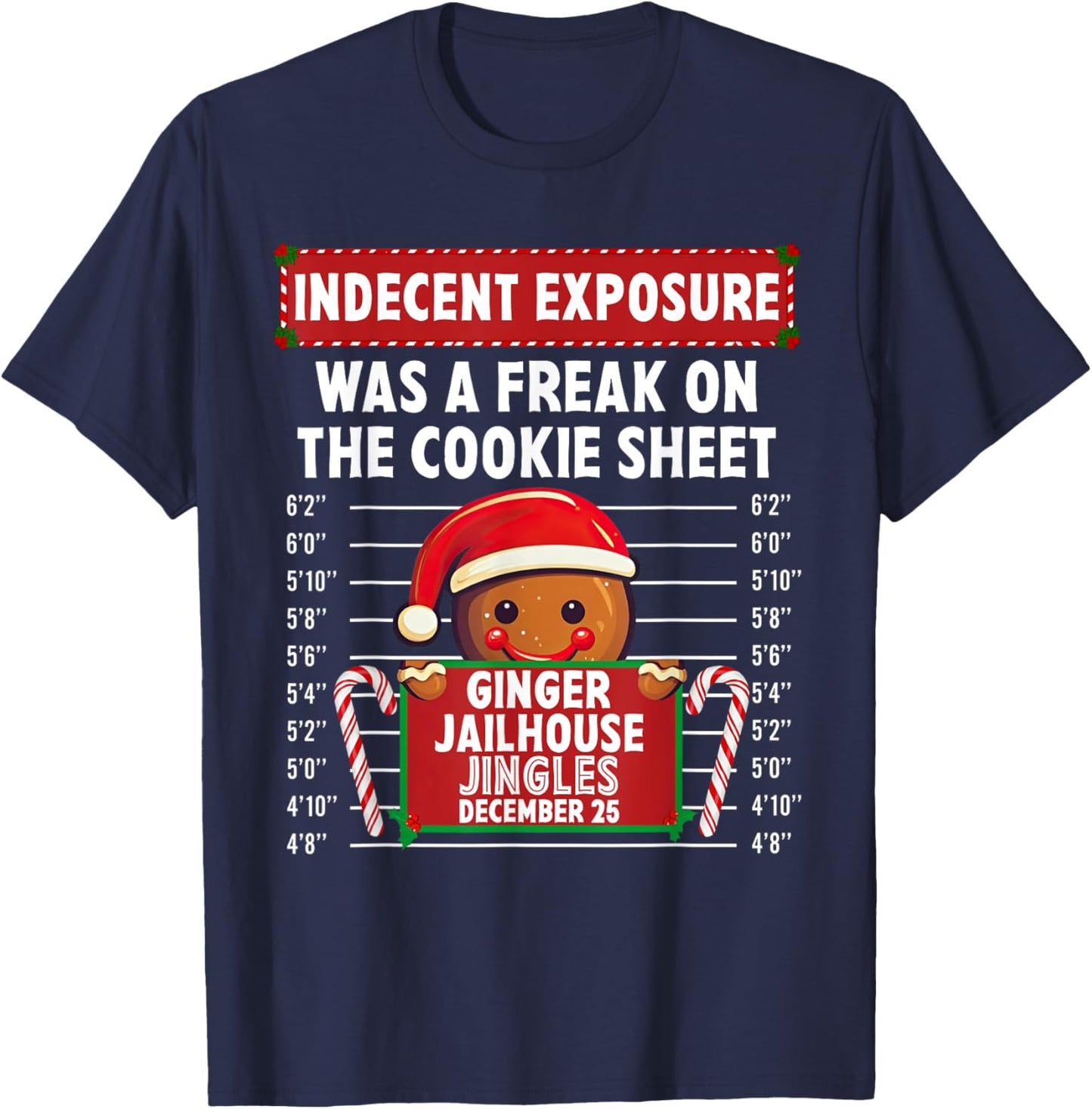 Indecent Exposure Ginger Jailhouse Christmas Gingerbread T-Shirt - T-Shirt | Navy