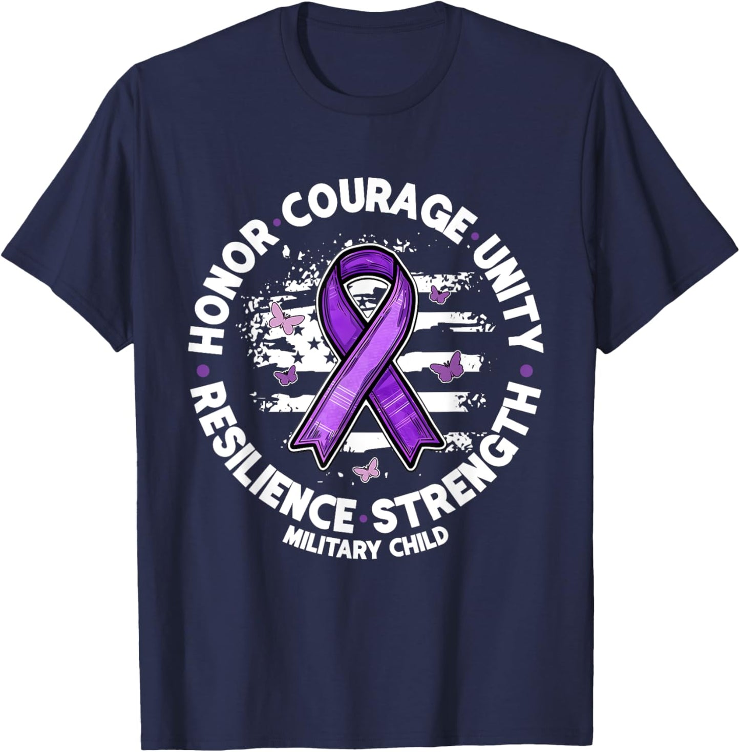 Honor Courage Unity Strength Resilience Military Child T-Shirt - T-Shirt | Navy