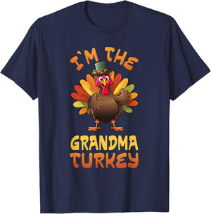I'm The Grandma Turkey Funny Thanksgiving Family Matching T-Shirt - T-Shirt | Navy
