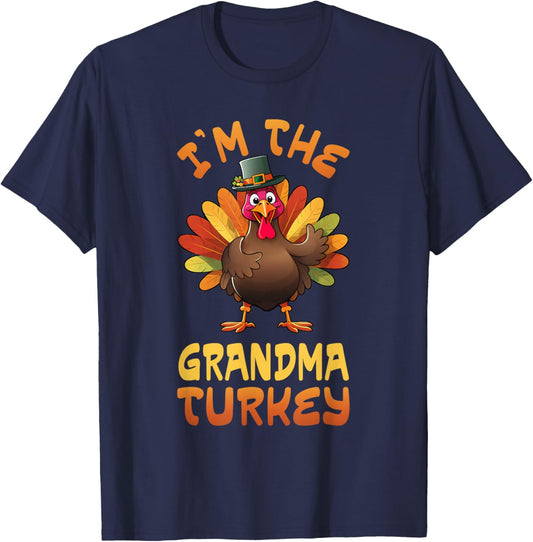 I'm The Grandma Turkey Funny Thanksgiving Family Matching T-Shirt - T-Shirt | Navy