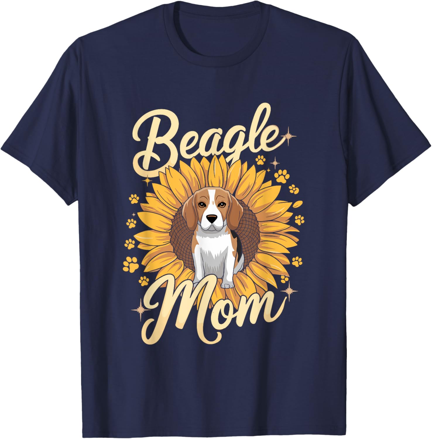 Beagle Mom Sunflower Beagles Dog Women T-Shirt - T-Shirt | Navy
