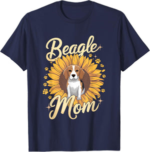 Beagle Mom Sunflower Beagles Dog Women T-Shirt - T-Shirt | Navy