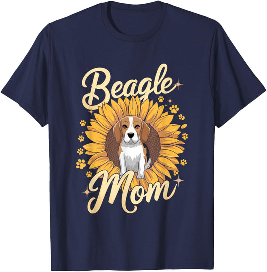 Beagle Mom Sunflower Beagles Dog Women T-Shirt - T-Shirt | Navy