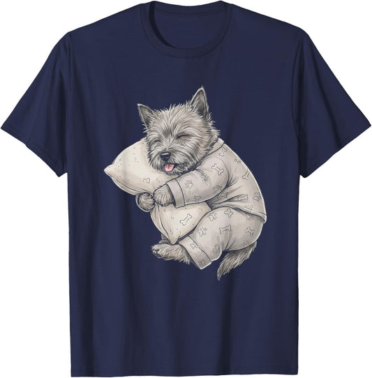 Funny Sleepy Cairn Terrier Pajama Men Women Kids T-Shirt - T-Shirt | Navy