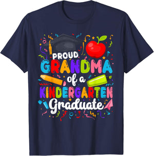 Proud Grandma of A Kindergarten Graduate Grandma T-Shirt - T-Shirt | Navy