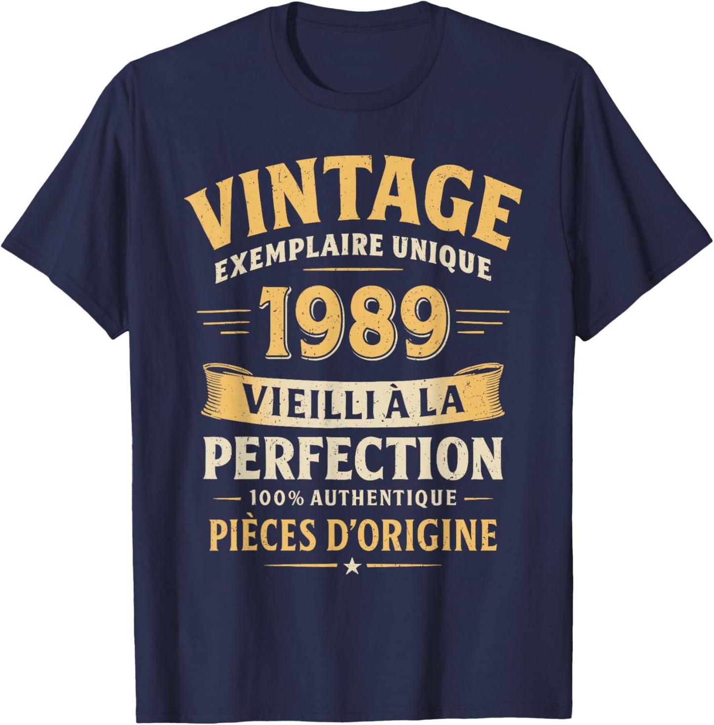 Cadeau Anniversaire 37 Ans Humour Vintage 1989 37 Ans Homme T-Shirt - T-Shirt | Navy