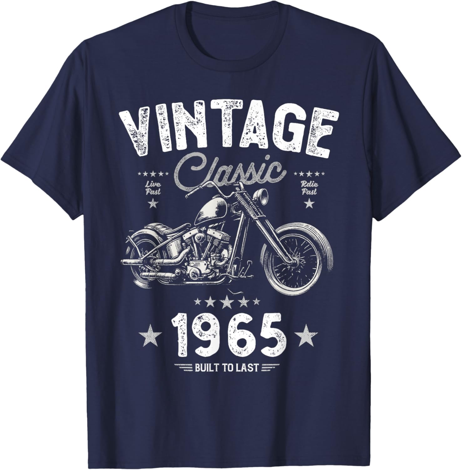 Vintage 1965 60th Birthday Classic Retro Chopper Motorbike T-Shirt - T-Shirt | Navy
