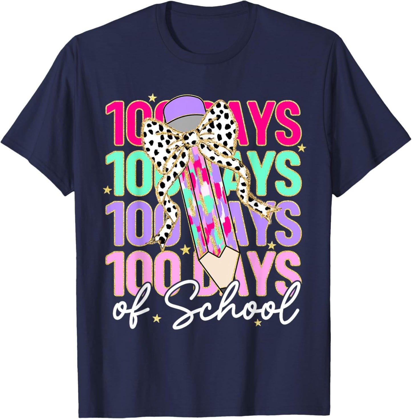 100 Days of School Teacher 100th Day of School Girls Kids T-Shirt - T-Shirt | Navy