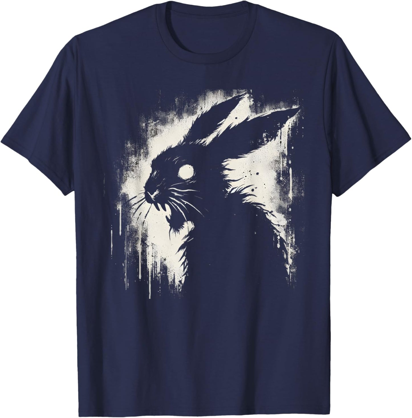 Creepy Goth Rabbit, Horror Bunny, Weirdcore Rabbit T-Shirt - T-Shirt | Navy