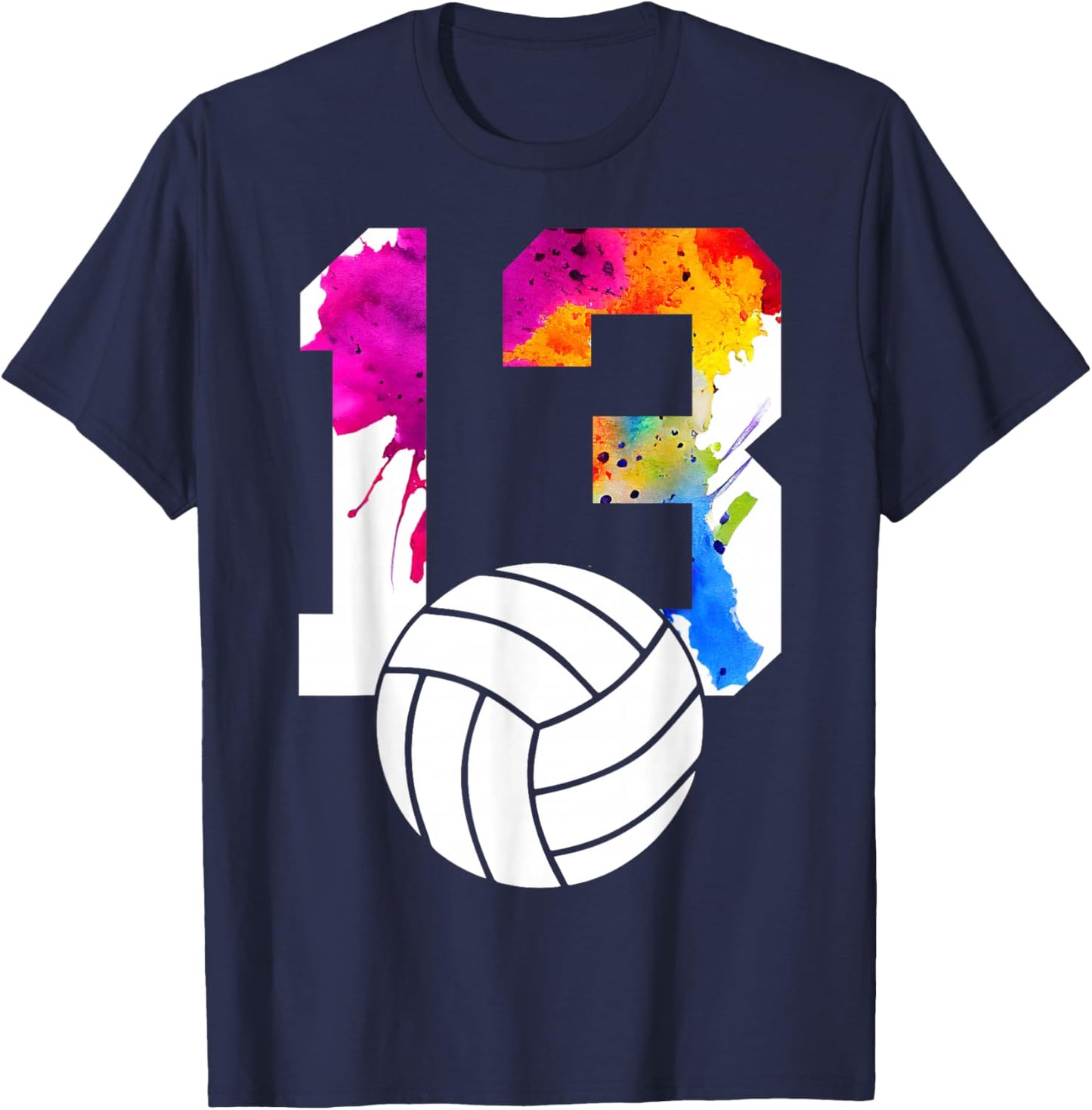 Number 13 Volleyball 13th Birthday T-Shirt - T-Shirt | Navy