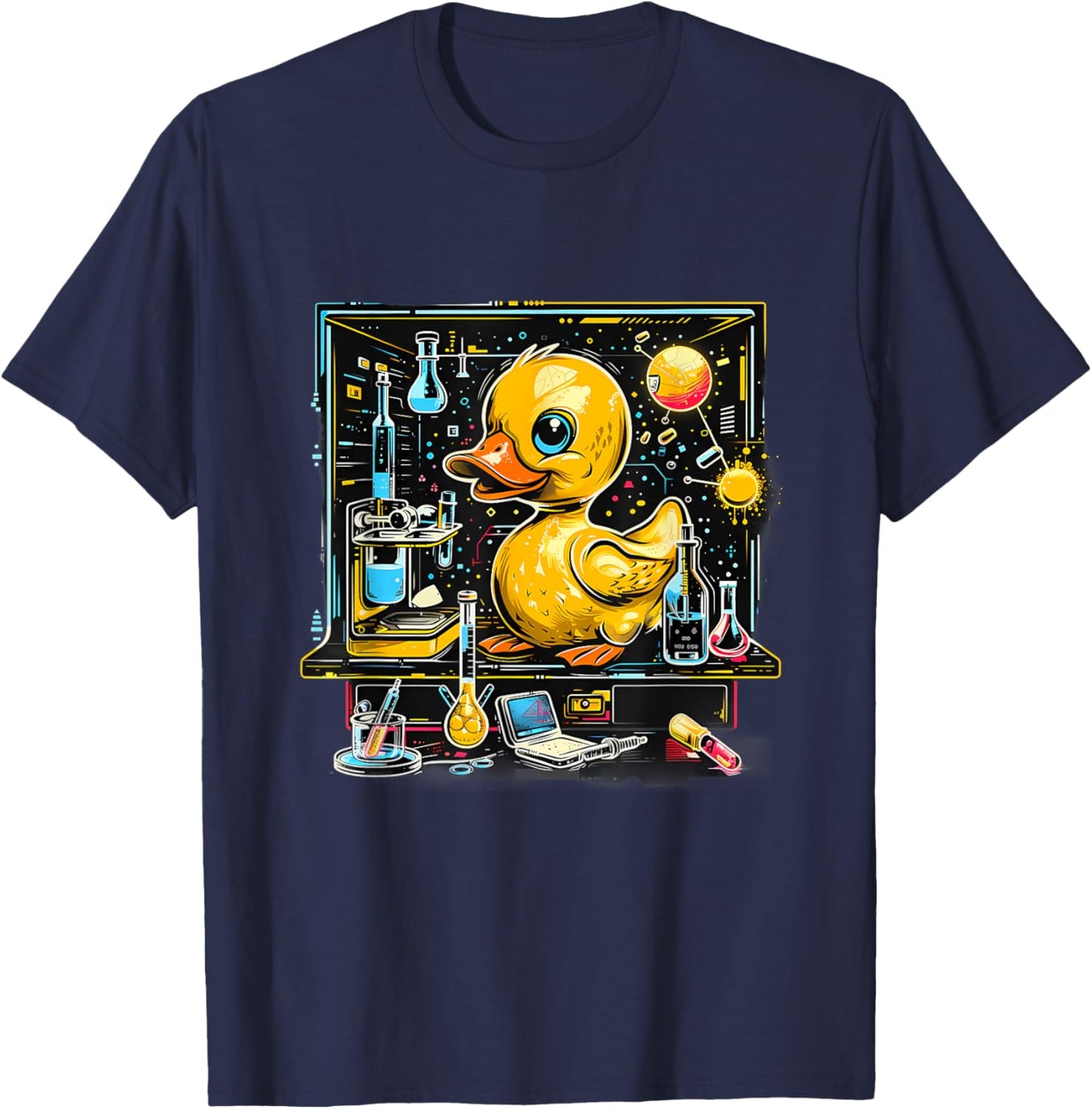 Rubber Duck Science Chemists Physics Teacher Rubber Duckie Women Kids T-Shirt - T-Shirt | Navy