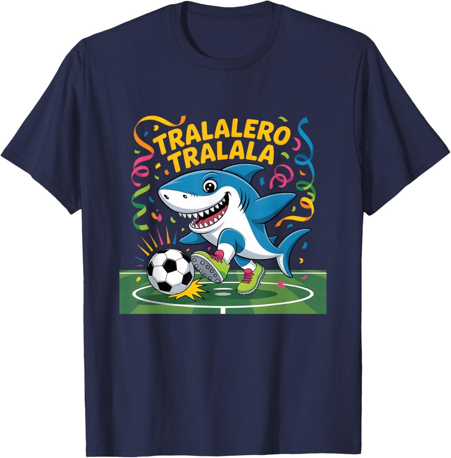 Tralalero Tralala Squalo Divertente Calciatore T-Shirt - T-Shirt | Navy