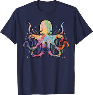 Colorful Octopus Cephalopod Animal Women Girls Kids Toddler T-Shirt - T-Shirt | Navy