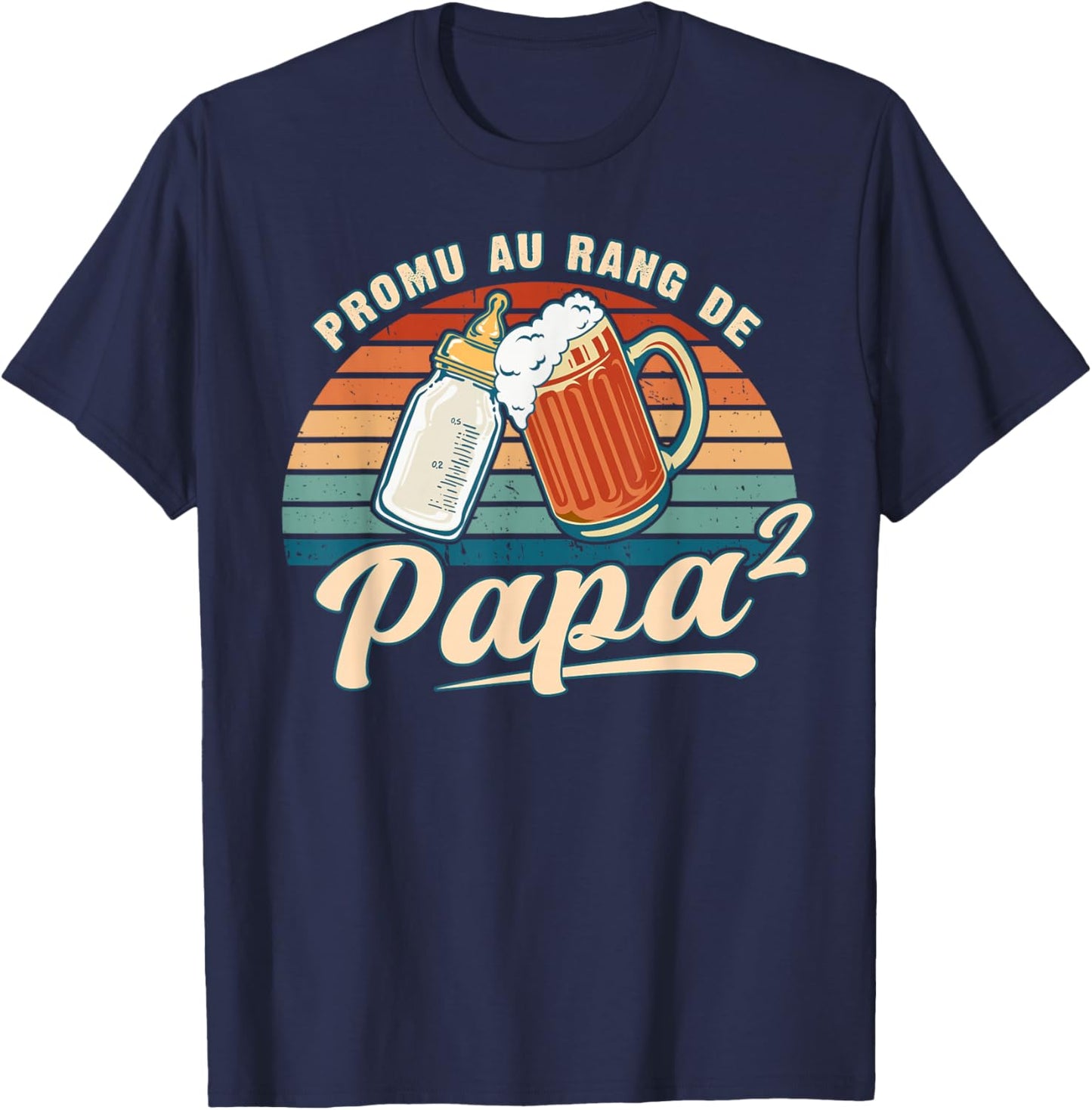 Promoted Dad 2 Child Announcement Pregnancy Future Dad T-Shirt - T-Shirt | Navy
