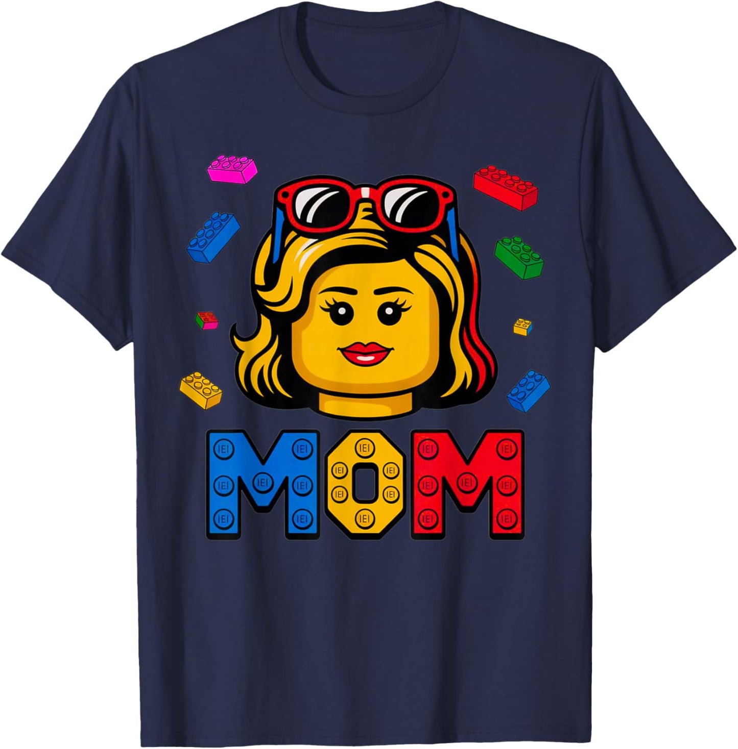 Family Mom Master Builder Building Bricks Blocks Mothers Day T-Shirt - T-Shirt | Navy