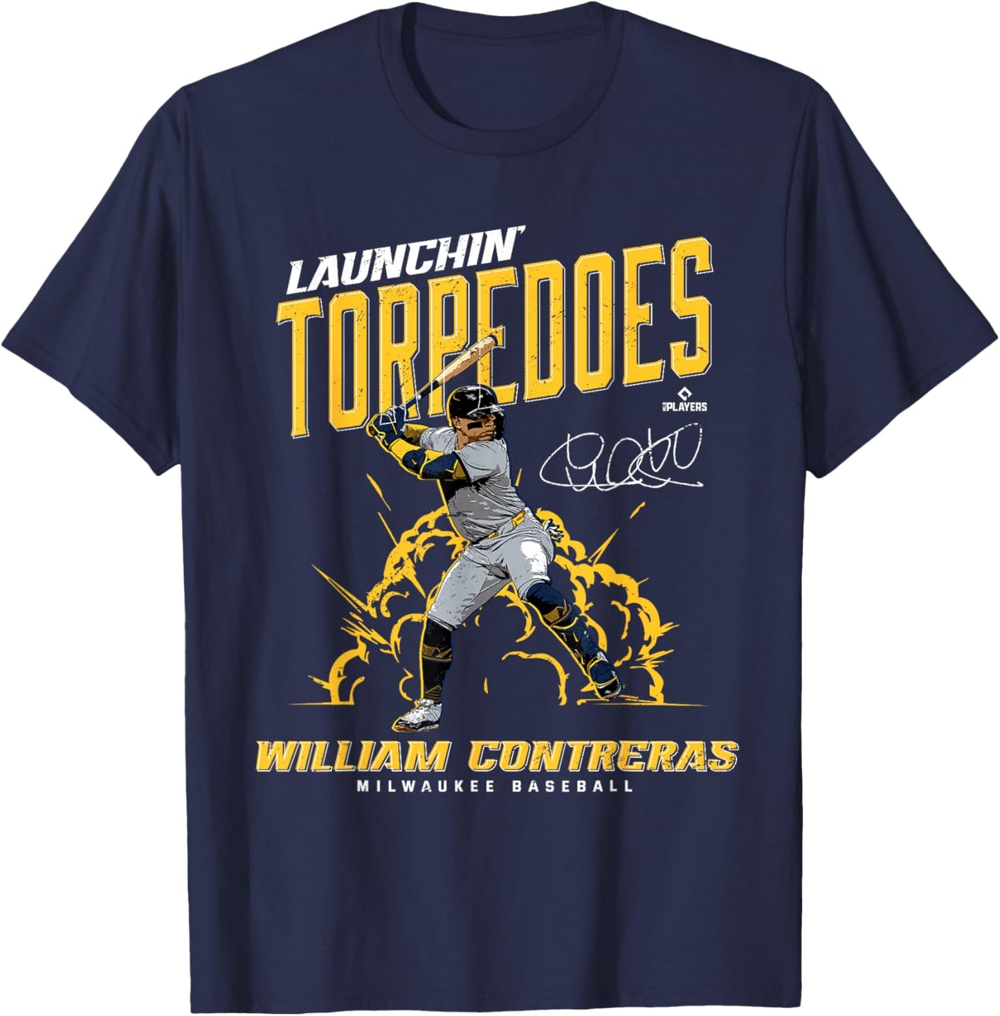 Launchin' Torpedoes William Contreras Milwaukee Baseball T-Shirt - T-Shirt | Navy