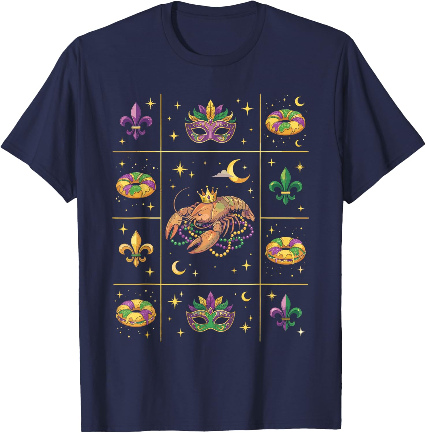 Crayfish Carnival Mardi Gras T-Shirt - T-Shirt | Navy