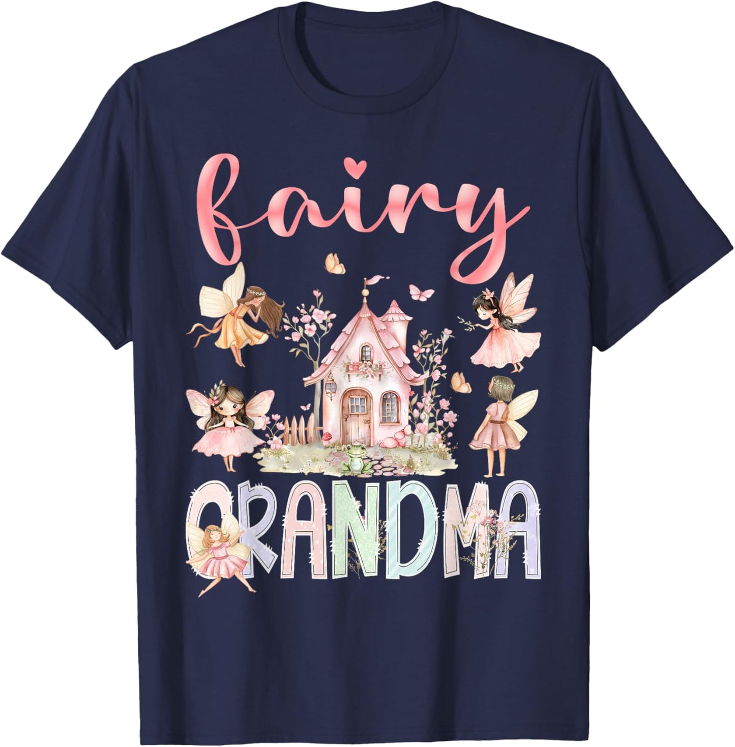 Fairy Grandma Magical Floral Funny Birthday Girl Fairytale T-Shirt - T-Shirt | Navy