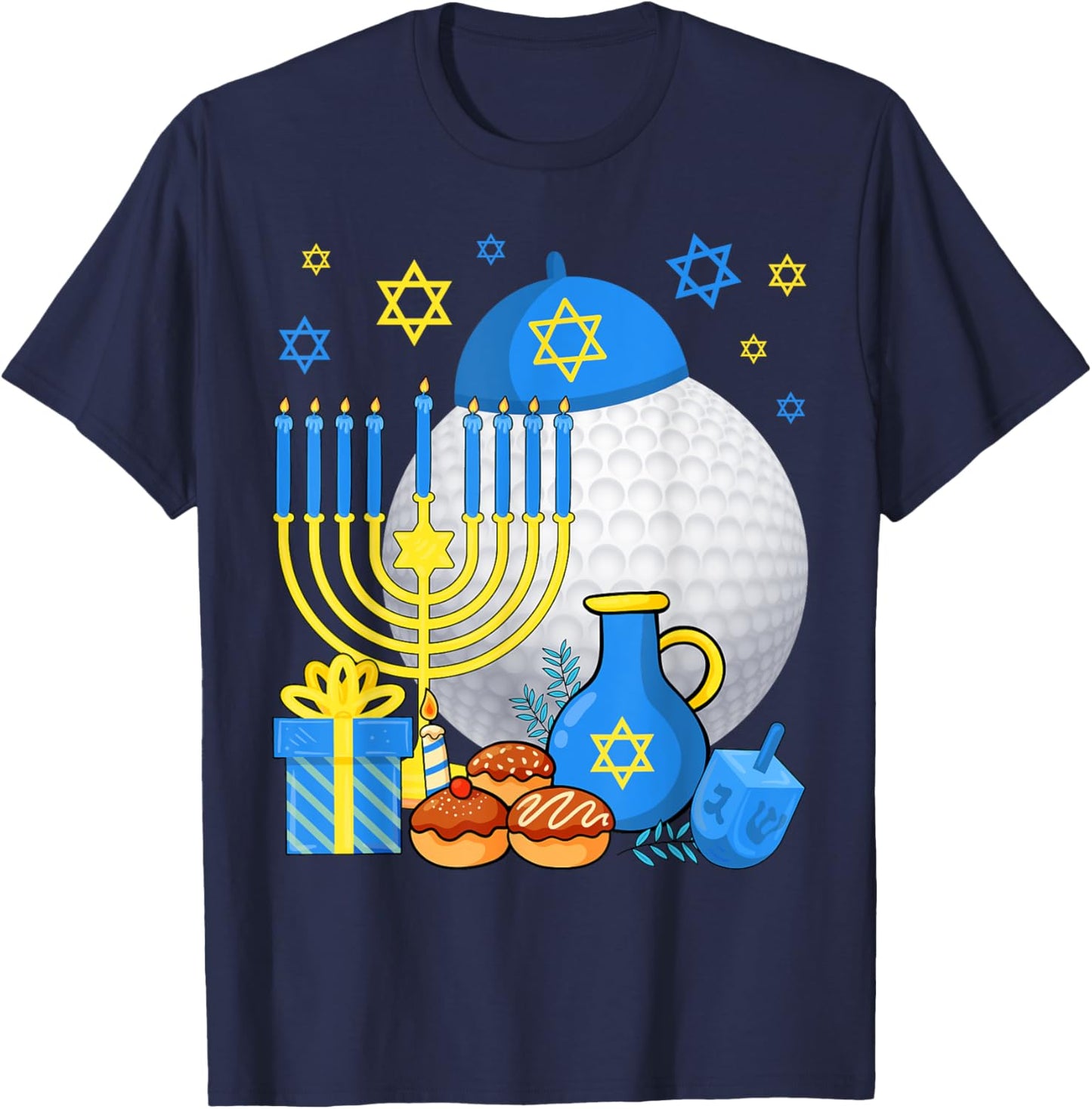 Funny Jewish Golf Ball Menorah Happy Hanukkah Chanukah Kids T-Shirt - T-Shirt | Navy
