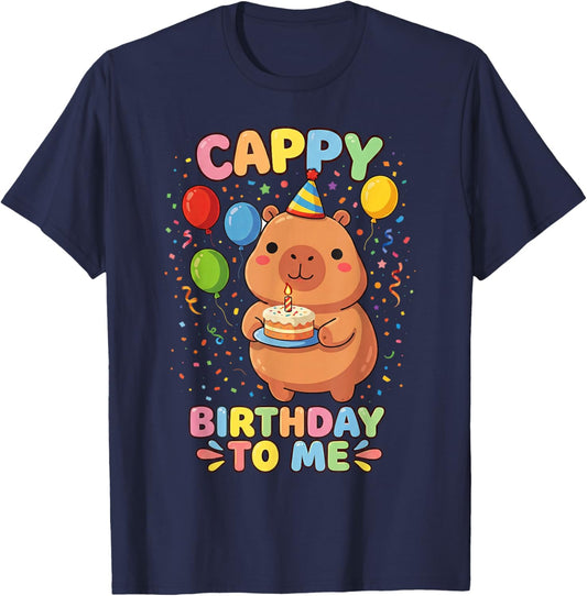 Cappy Birthday Capybara Birthday to Me T-Shirt - T-Shirt | Navy