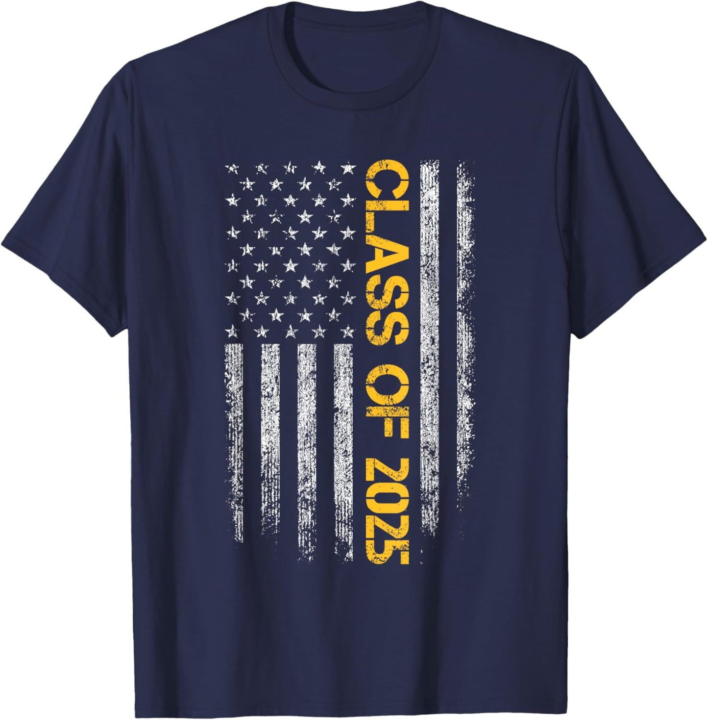 Senior Class Of 2025 Patriotic American Flag Graduation T-Shirt - T-Shirt | Navy