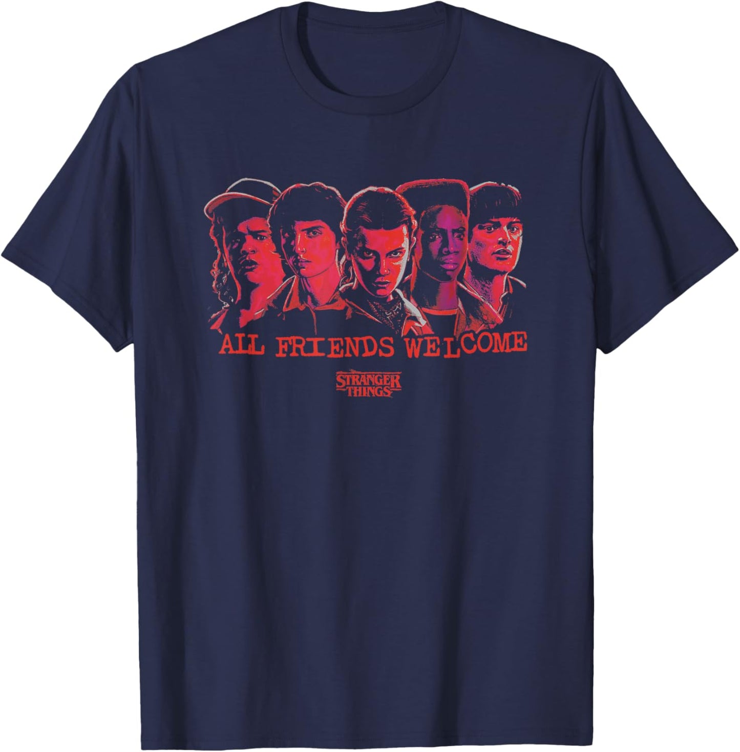 Stranger Things Eleven Mike Dustin Lucas Will T-Shirt - T-Shirt | Navy