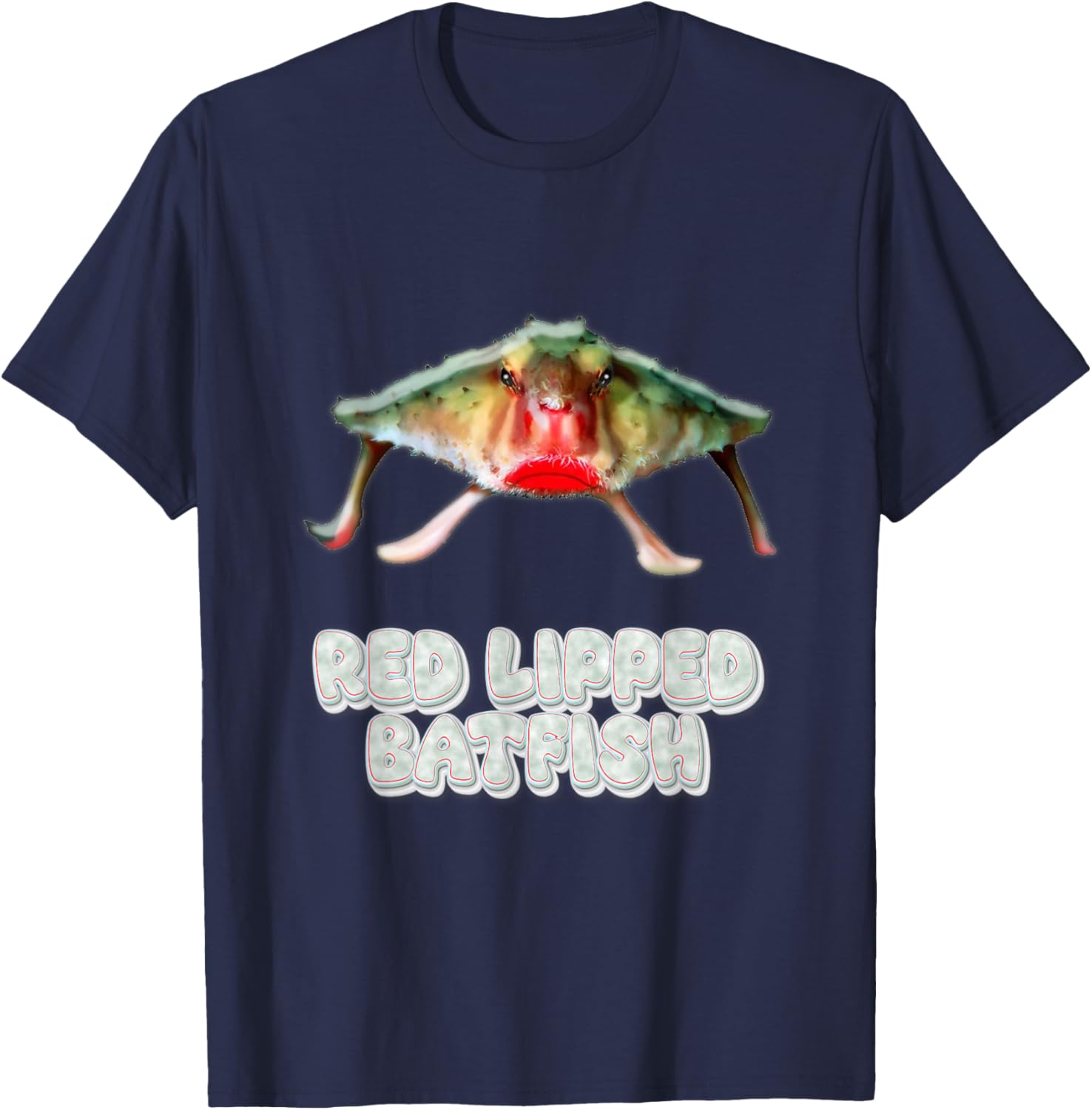 Red Lipped Batfish Photo T-Shirt - T-Shirt | Navy