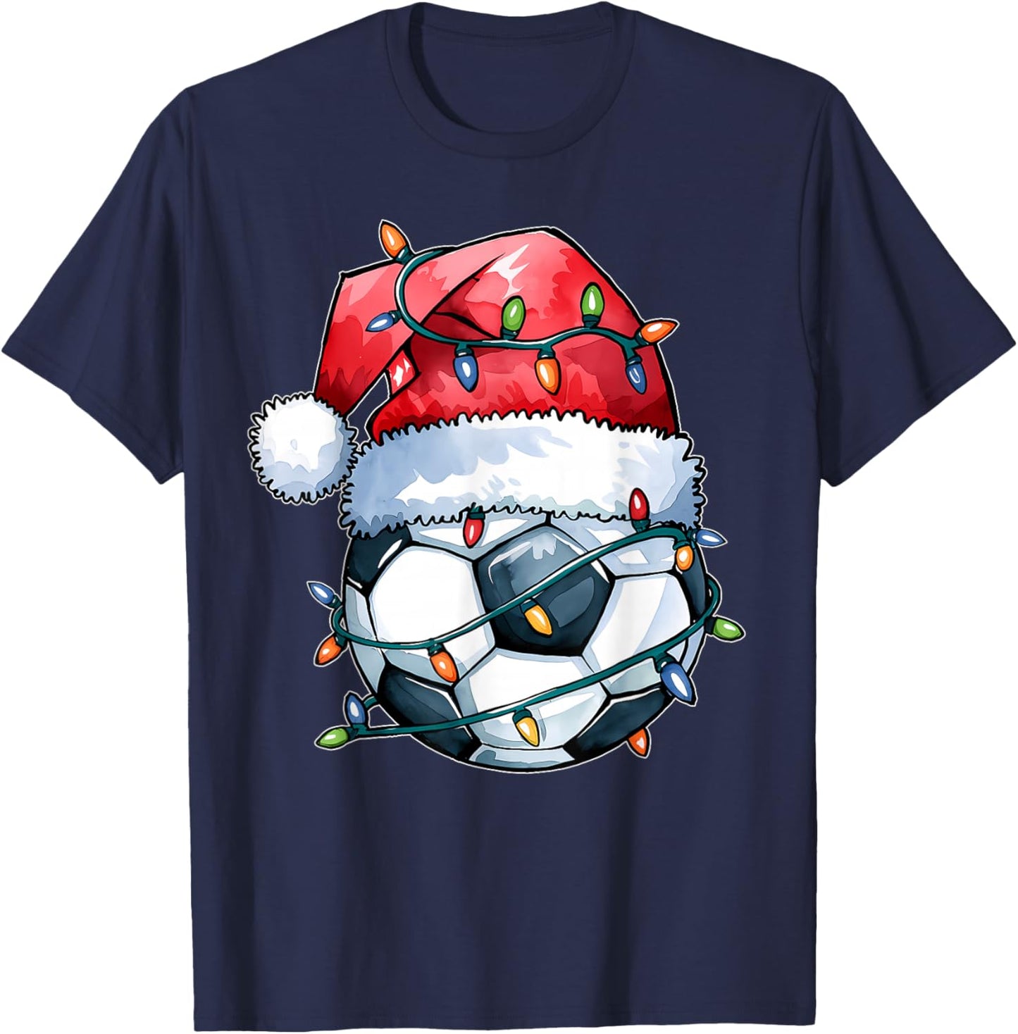 Santa Sports Design Boys Christmas Soccer Player T-Shirt - T-Shirt | Navy