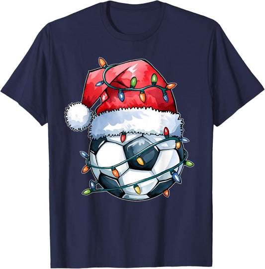 Santa Sports Design Boys Christmas Soccer Player T-Shirt - T-Shirt | Navy
