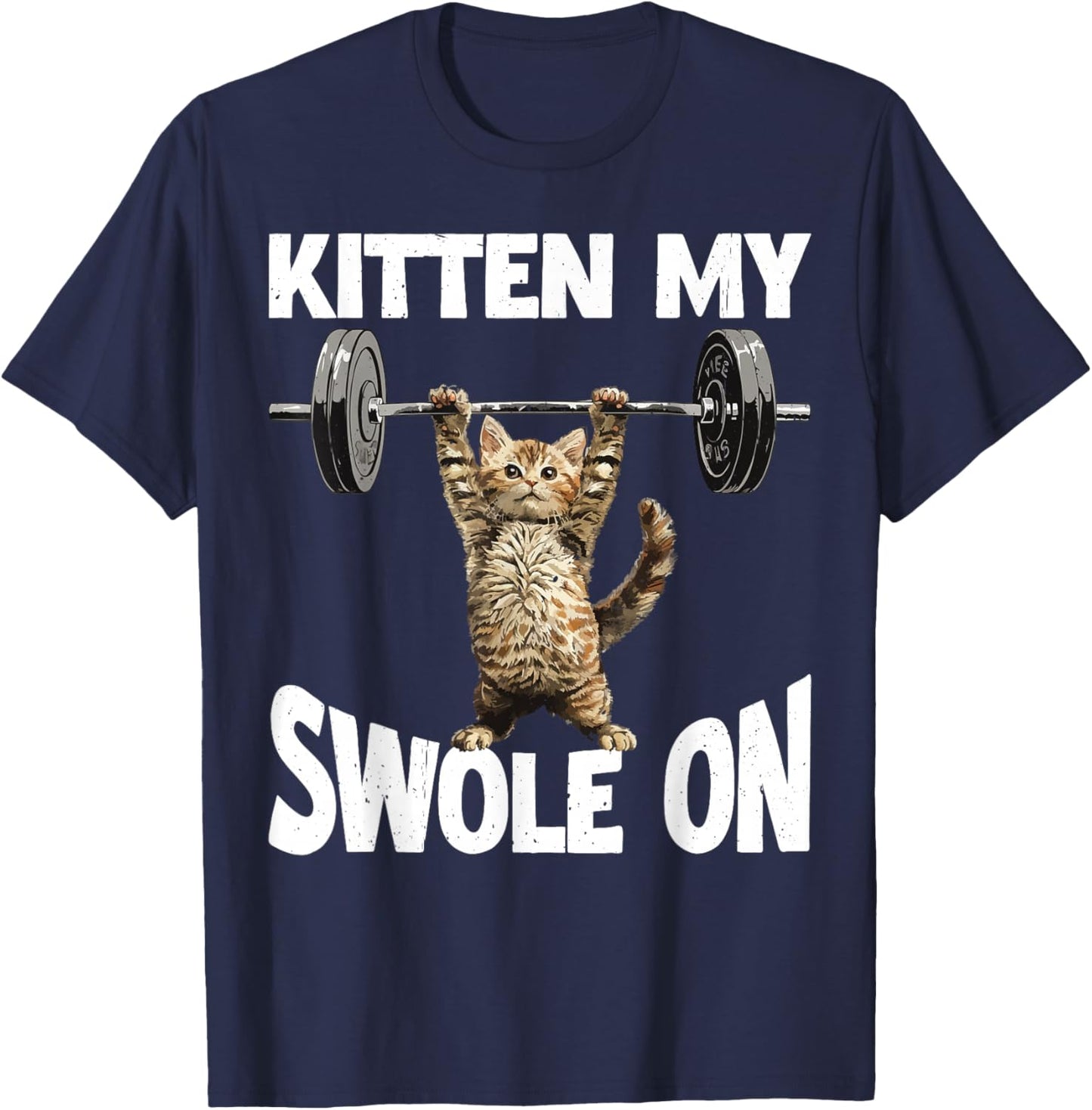 Kitten My Swole On Cute Gym Workout T-Shirt - T-Shirt | Navy