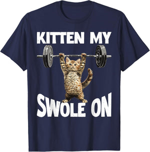 Kitten My Swole On Cute Gym Workout T-Shirt - T-Shirt | Navy