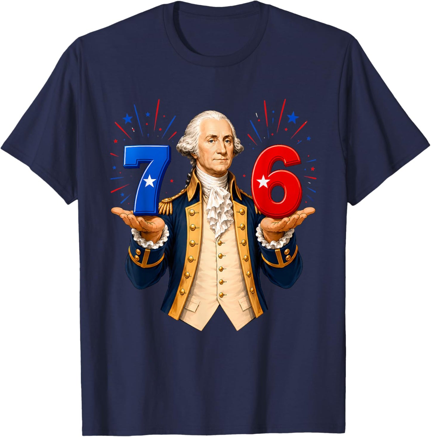 Funny 67 76 George Washington Six Seven Patriotic 4th July T-Shirt - T-Shirt | Navy